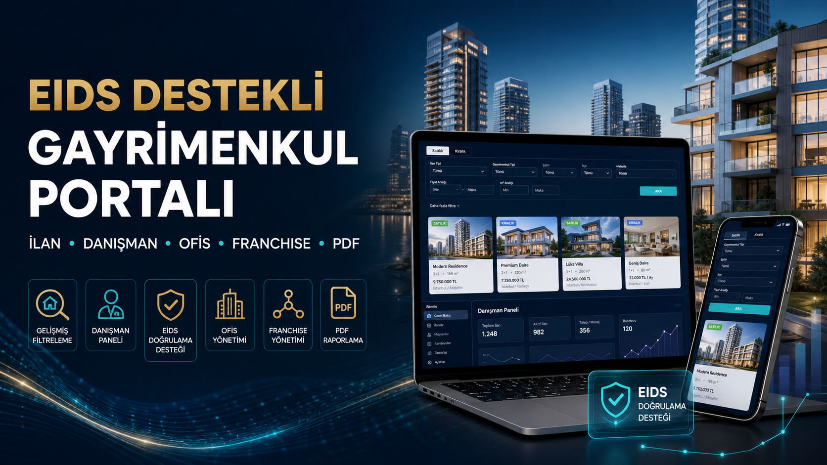 EIDS Doğrulamalı Gayrimenkul Portalı ve Emlak Ofisi Yönetim Scripti