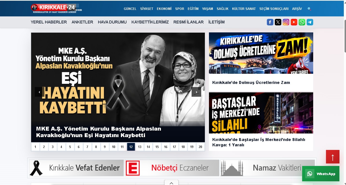 Kırıkkale24 – Yerel Haber Portalı ve Yönetim Sistemi